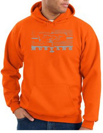 Ford Mustang Hoodie Hooded Sweatshirt Legend Honeycomb Grille Orange