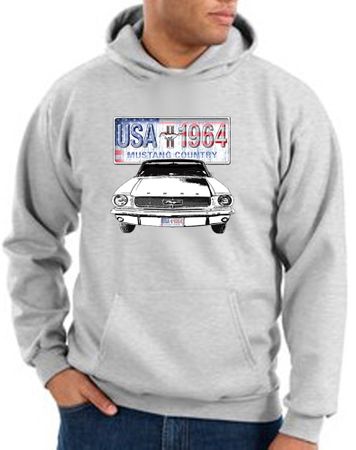 Ford Mustang Hoodie Hooded Sweatshirt USA 1964 Country Ash Hoody