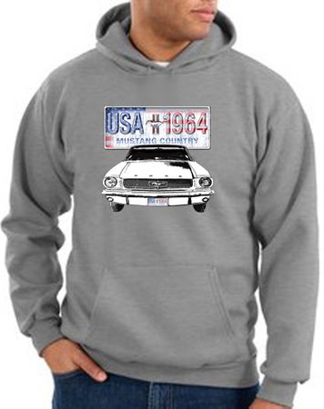 Ford Mustang Hoodie Hooded Sweatshirt USA 1964 Country Heather Hoody