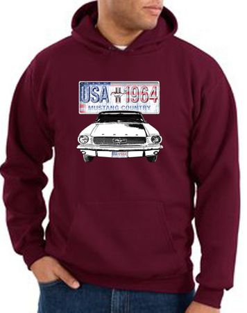 Ford Mustang Hoodie USA 1964 Country Maroon Hoody