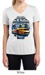 Ford Mustang Ladies Shirt Yellow White GT500 Moisture Wicking V-neck