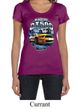 Ford Mustang Ladies Shirt Yellow White GT500 Scoop Neck Tee T-Shirt
