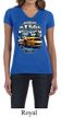 Ford Mustang Ladies Shirt Yellow White GT500 V-neck Tee T-Shirt