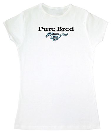 Ford Mustang Ladies T-Shirt - Pure Bred Adult White Tee Shirt
