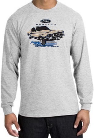 Ford Mustang Long Sleeve Shirt - Horsepower Adult Ash T-Shirt