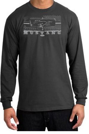 Ford Mustang Long Sleeve Shirt Legend Honeycomb Grille Charcoal Shirt