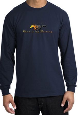 Ford Mustang Long Sleeve Shirt - Make It My Grill Adult Navy T-Shirt