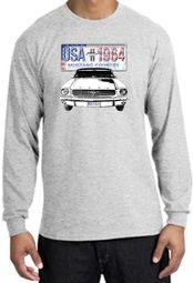 Ford Mustang Long Sleeve Shirt - USA 1964 Country Adult Ash T-Shirt Ford Mustang Long Sleeve Shirt - USA 1964 Country Adult Ash T-Shirt