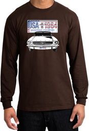 Ford Mustang Long Sleeve Shirt - USA 1964 Country Adult Brown T-Shirt Ford Mustang Long Sleeve Shirt - USA 1964 Country Adult Brown T-Shirt