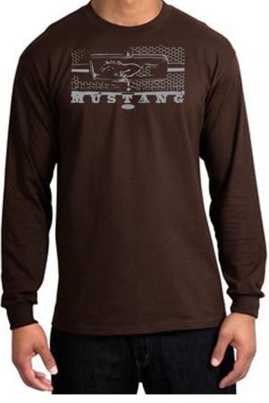 Ford Mustang Long Sleeve T-Shirt Legend Honeycomb Grille Brown Shirt