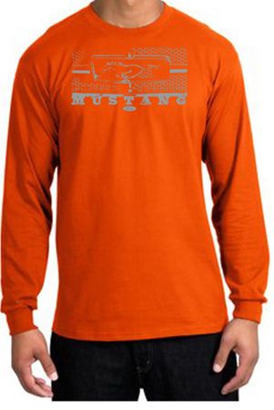 Ford Mustang Long Sleeve T-Shirt Legend Honeycomb Grille Orange Shirt