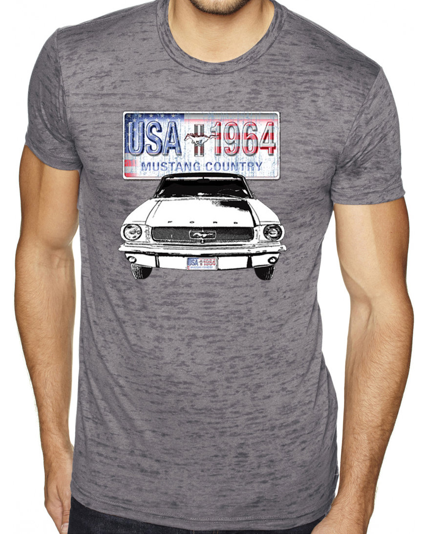 Ford Mustang Mens Shirt USA 1964 Country Burnout Tee T-Shirt