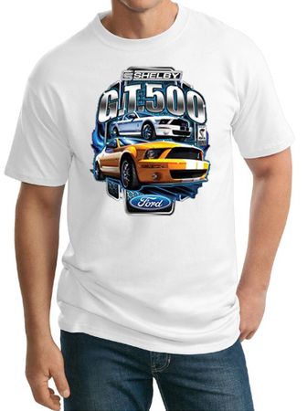 Ford Mustang Mens Shirt Yellow White GT500 Tall Tee T-Shirt