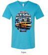 Ford Mustang Mens Shirt Yellow White GT500 Tri Blend V-neck Tee