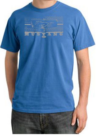 Ford Mustang Pigment Dyed Shirt Honeycomb Grille Medium Blue Tee