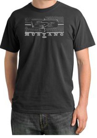 Ford Mustang Pigment Dyed Shirt Legend Honeycomb Grille Dark Smoke Tee