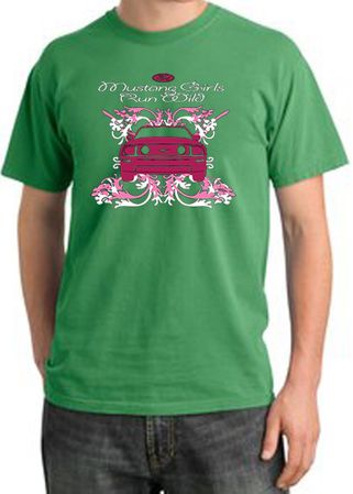 Ford Mustang Pigment Dyed T-Shirt Girls Run Wild Piper Green Tee Shirt