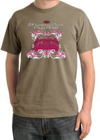 Ford Mustang Pigment Dyed T-Shirt - Girls Run Wild Sandstone Tee Shirt