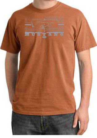 Ford Mustang Pigment Dyed T-Shirt Honeycomb Grille Burnt Orange Tee