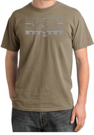 Ford Mustang Pigment Dyed T-Shirt Honeycomb Grille Sandstone Tee