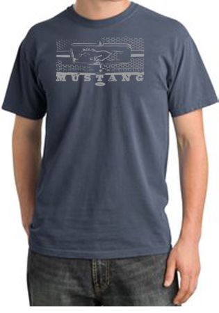 Ford Mustang Pigment Dyed T-Shirt Honeycomb Grille Scotland Blue Tee