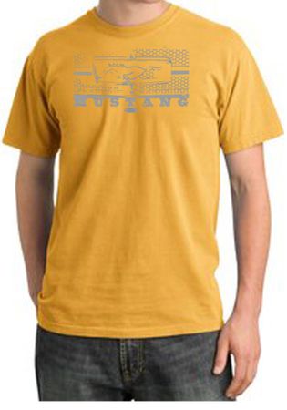 Ford Mustang Pigment Dyed T-Shirt Legend Honeycomb Grille Mustard Tee