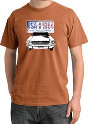Ford Mustang Pigment Dyed T-Shirt USA 1964 Country Burnt Orange Shirt Ford Mustang Pigment Dyed T-Shirt USA 1964 Country Burnt Orange Shirt
