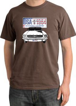 Ford Mustang Pigment Dyed T-Shirt USA 1964 Country Chesnut Tee Shirt
