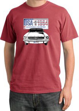 Ford Mustang Pigment Dyed T-Shirt USA 1964 Country Dashing Red Shirt