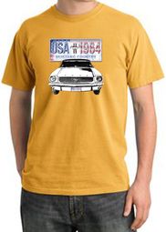 Ford Mustang Pigment Dyed T-Shirt USA 1964 Country Mustard Tee Shirt Ford Mustang Pigment Dyed T-Shirt USA 1964 Country Mustard Tee Shirt