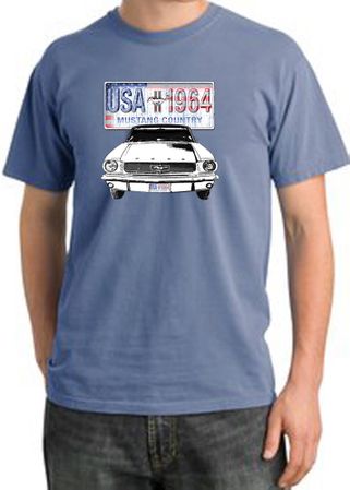 Ford Mustang Pigment Dyed T-Shirt - USA 1964 Country Night Blue Shirt