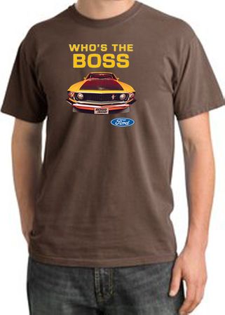 Ford Mustang Pigment Dyed T-Shirt - Who's The Boss 302 Chestnut Tee