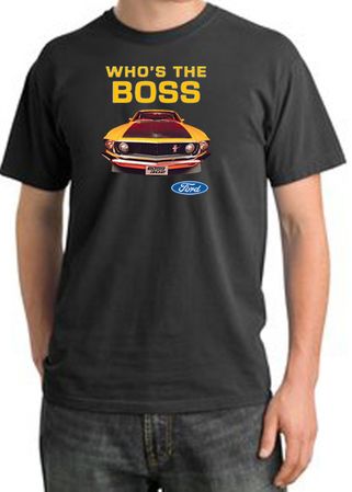 Ford Mustang Pigment Dyed T-Shirt - Who's The Boss 302 Dark Smoke Tee