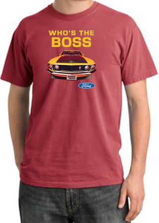 Ford Mustang Pigment Dyed T-Shirt - Who's The Boss 302 Dashing Red Tee