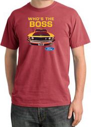 Ford Mustang Pigment Dyed T-Shirt - Who's The Boss 302 Dashing Red Tee Ford Mustang Pigment Dyed T-Shirt - Who's The Boss 302 Dashing Red Tee