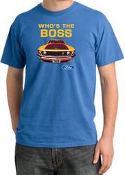 Ford Mustang Pigment Dyed T-Shirt - Who's The Boss 302 Medium Blue Tee Ford Mustang Pigment Dyed T-Shirt - Who's The Boss 302 Medium Blue Tee