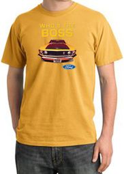 Ford Mustang Pigment Dyed T-Shirt - Who's The Boss 302 Mustard Tee Ford Mustang Pigment Dyed T-Shirt - Who's The Boss 302 Mustard Tee