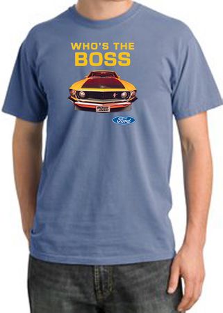 Ford Mustang Pigment Dyed T-Shirt - Who's The Boss 302 Night Blue Tee
