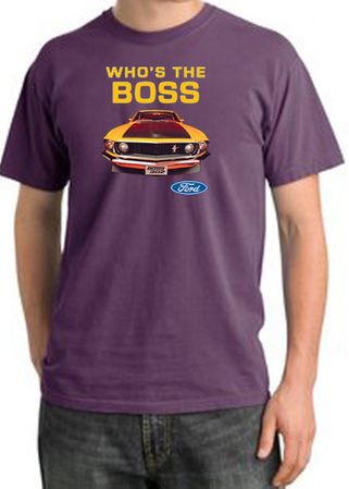 Ford Mustang Pigment Dyed T-Shirt - Who's The Boss 302 Plum Tee