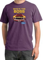 Ford Mustang Pigment Dyed T-Shirt - Who's The Boss 302 Plum Tee Ford Mustang Pigment Dyed T-Shirt - Who's The Boss 302 Plum Tee