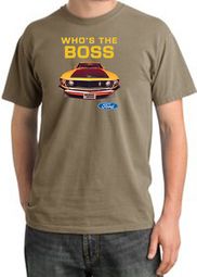 Ford Mustang Pigment Dyed T-Shirt - Who's The Boss 302 Sandstone Tee Ford Mustang Pigment Dyed T-Shirt - Who's The Boss 302 Sandstone Tee