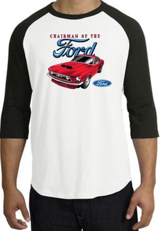 Ford Mustang Raglan Shirt - Chairman Of The Ford Adult White/Black