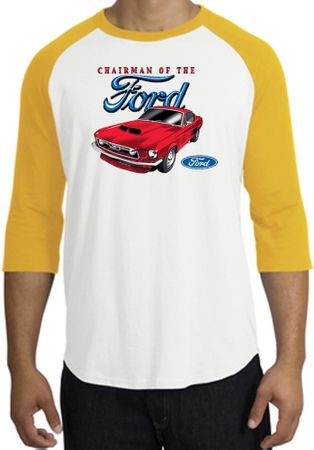 Ford Mustang Raglan Shirt - Chairman Of The Ford Adult White/Gold