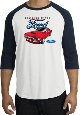 Ford Mustang Raglan Shirt - Chairman Of The Ford Adult White/Navy