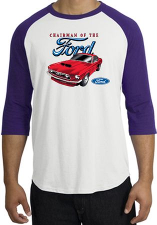 Ford Mustang Raglan Shirt - Chairman Of The Ford Adult White/Purple