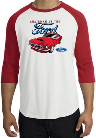 Ford Mustang Raglan Shirt - Chairman Of The Ford Adult White/Red