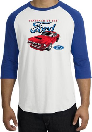 Ford Mustang Raglan Shirt - Chairman Of The Ford Adult White/Royal