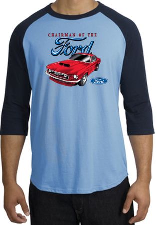 Ford Mustang Raglan Shirt - Chairman Of The Ford Carolina Blue/Navy