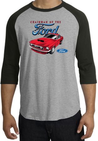 Ford Mustang Raglan Shirt - Chairman Of The Ford Heather Grey/Black