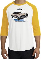 Ford Mustang Raglan Shirt - Horsepower Adult White/Gold T-Shirt Ford Mustang Raglan Shirt - Horsepower Adult White/Gold T-Shirt